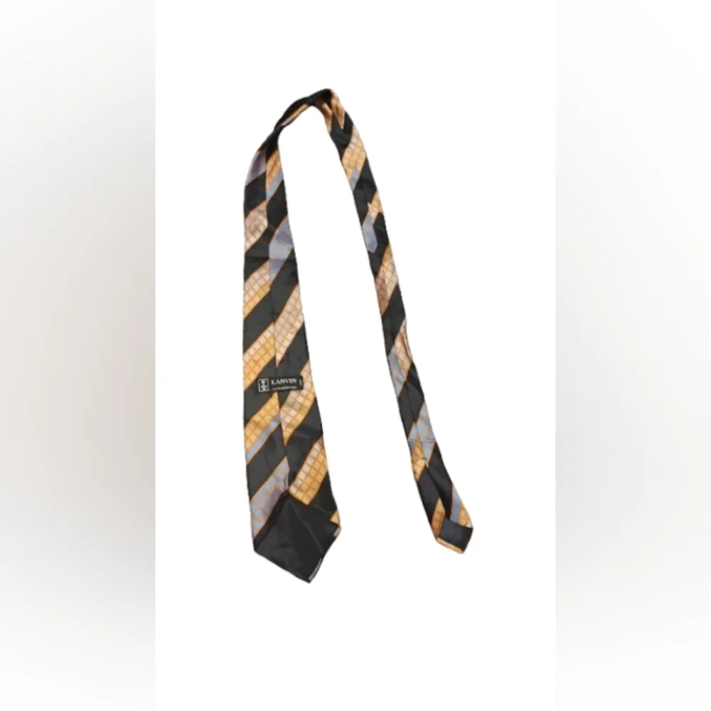 Vintage Lanvin Mens Patterned Striped Silk Designer Tie